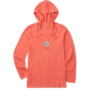 Orange/Pink Life is Good Long Sleeve Hooded Tee